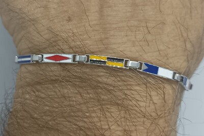 ARMBAND SILBER NAUTISCH EMAILLIERTE FLAGGEN HERREN SPORT 19-22 CM EXPLOIT
