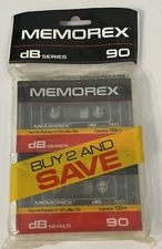Memorex dBS 90 Min Cassette Tapes 2 Pack 135mm SEALED Vtg