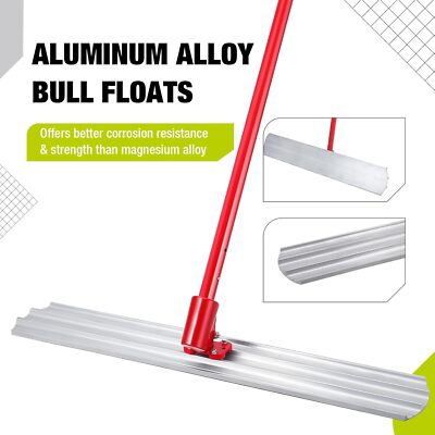 Bull Concrete Float 48''x8'', 4 Handle Trowel Tool for Smooth Concrete Finishing