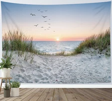 Beach Sky Sunset Nature Scenery Tapestry Wall Hanging for Living Room Bedroom