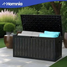 Heavy-Duty Outdoor Storage Box 90 Gallon Double Wall Resin Deck Box Lockable Lid
