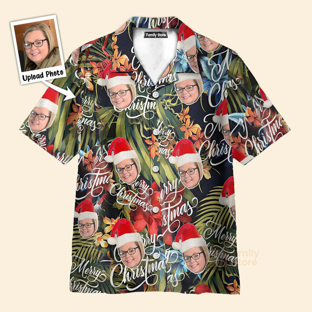 Custom Santa Men's Christmas Tropical Hawaiian Shirt for the Holidays