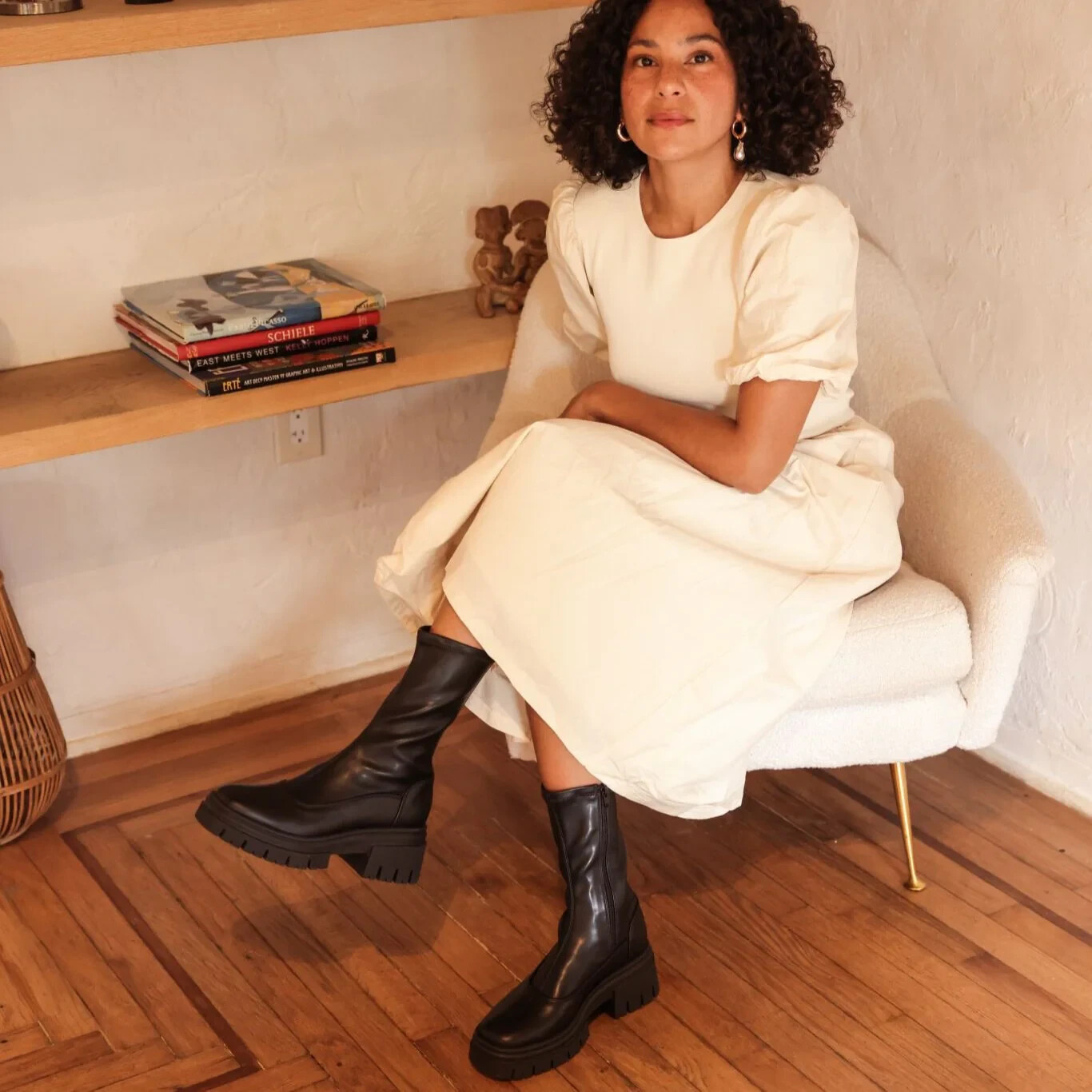 SAOLA A. Soliani Orvieto Stivali in pelle nera suola a strappo metà polpaccio cerniera laterale 37 6 5