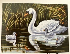 Printed needlepoint canvas 40x50cm Swans Canvas Only Gobelin L