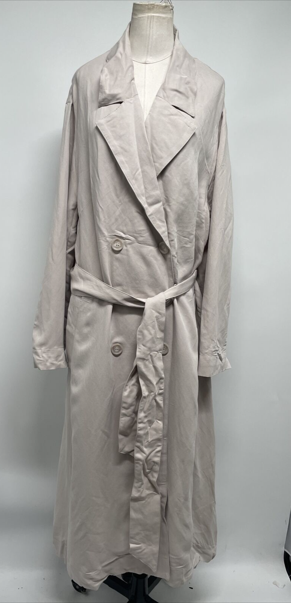 H & M unlined A line trench or duster coat - Size L Light taupe +A