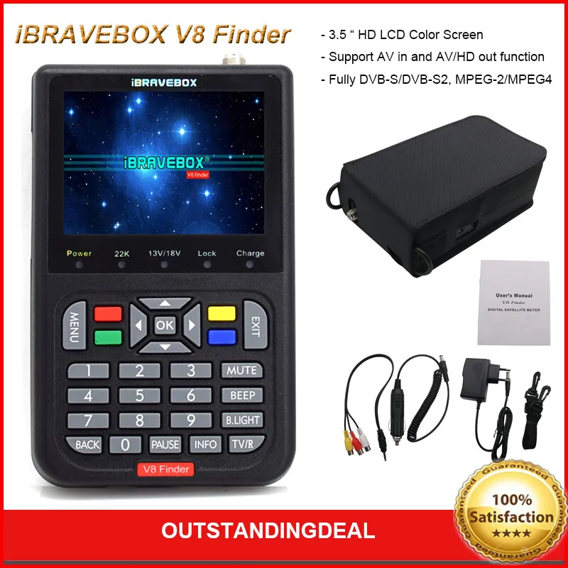 iBRAVEBOX V8 HD Digital Satellite Finder Meter Sat Finder DVB-S/S2 FTA TFT  LCD