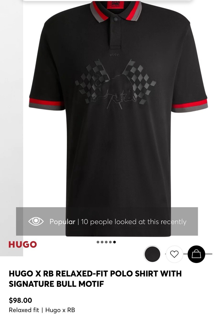 NWT 🌺 RARE HUGO BOSS X RB FORMULA 1 Bull Motif MENS POLO Black SZ
