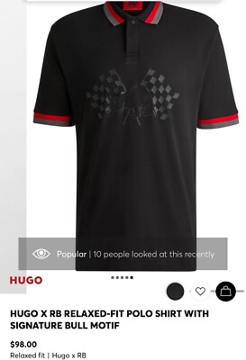 NWT 🌺 RARE HUGO BOSS X RB FORMULA 1 Bull Motif MENS POLO Black SZ