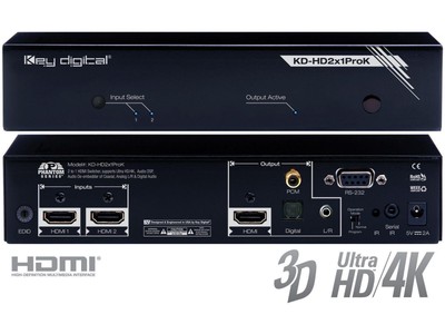 Key Digital KD-HD2x1PROK Phantom Series 2x1 DCI/UHD 4K HDMI Switcher