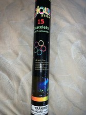 Tube of 15 GLOW STICK BRACELETS w/ 15 Connectors 5 Colors Plus 15 Connectors