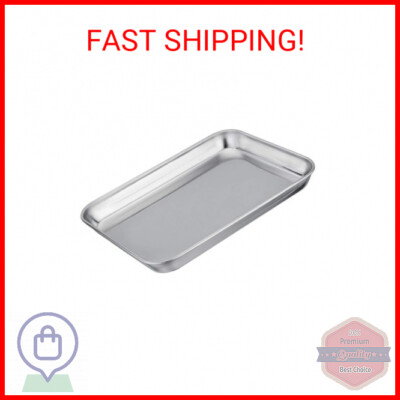 TeamFar Pure Stainless Steel Toaster Oven Pan Tray Ovenware, 7''x9.3''x1'', Heav