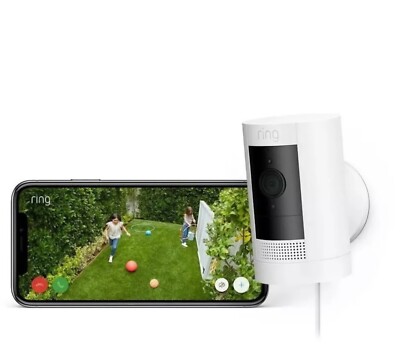 Ring Stick Up Cam Plug-In HD Außenbereich kabelgebunden Heim Überwachungskamera CCTV! UK NEU!