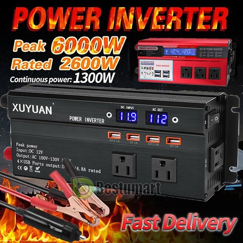 Car Power Inverter 6000W DC 12V to AC 110V 220V Pure Sine Wave Solar Converter - Picture 17 of 70