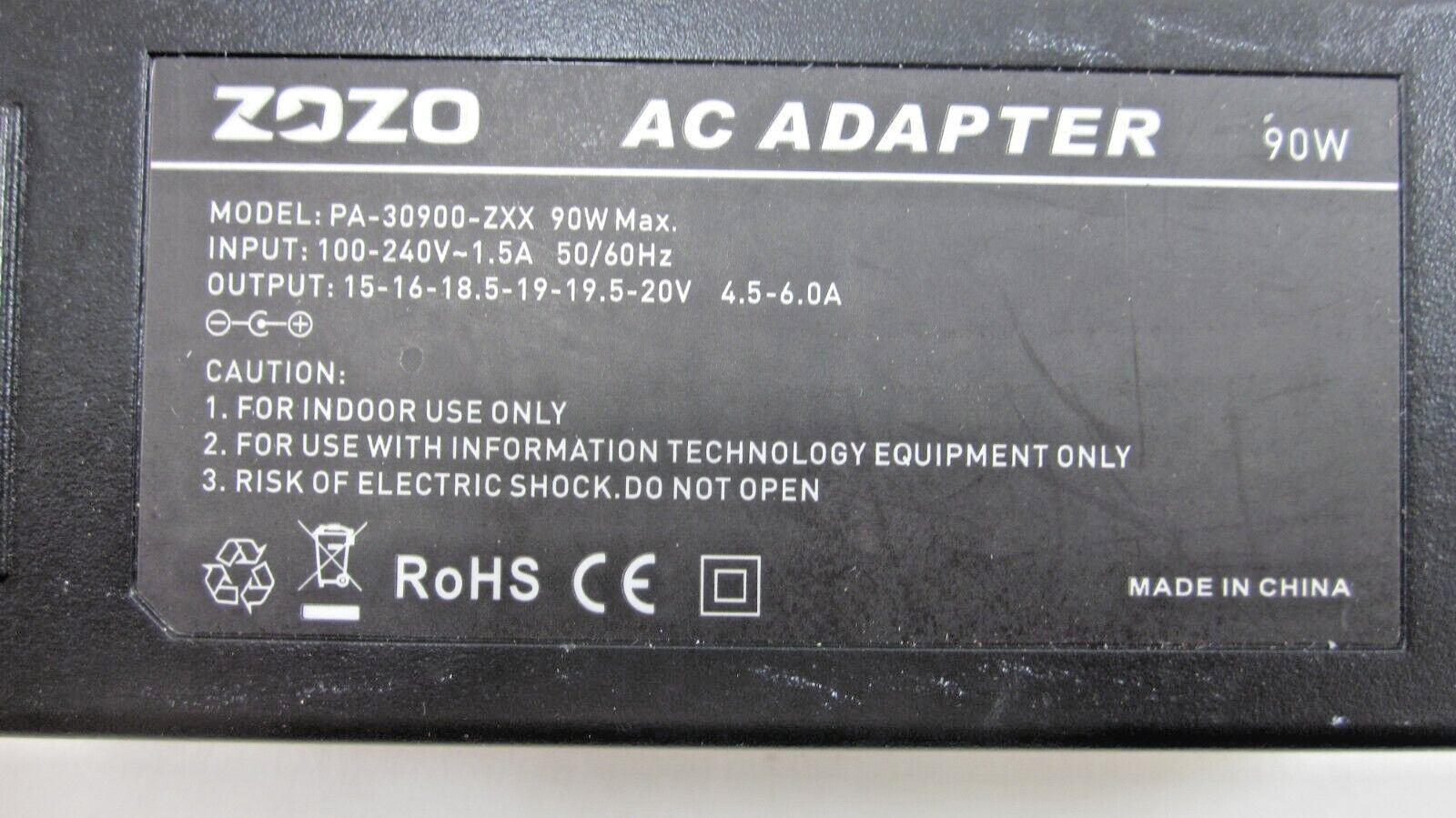 ZOZO AC Adapter PA-30900-ZXX Power Supply Bench Tested Good Working Order