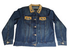 Denim & Co Denim Jean Jacket with Leather Fringe and Turquoise Beads Size M