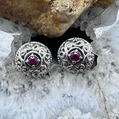 Carolyn Pollack Sterling Silver Faceted Round Ruby Omega  display picture 1