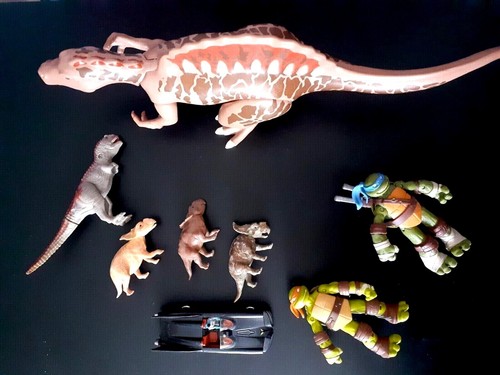 RARE Lot Collection 5 grands Dinosaures 11 petit plastique