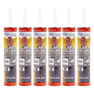 Dicor Self-Leveling Lap Watertight Sealant White 10.3 oz Tube - 6 Pack 501LSW