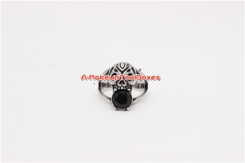 Men's Gothic Stainless Steel Black Obsidian Stone Skull Ring Size 7-13# J340 - Picture 3 of 7