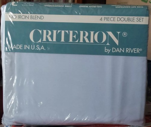 Vintage Criterion By Dan River Double Sheet Set Blue MADE IN USA