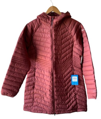Columbia XL Powder Lite Mid Hooded Jacket Mauve Omni-Heat Quilted Coat - New - Picture 1 of 8