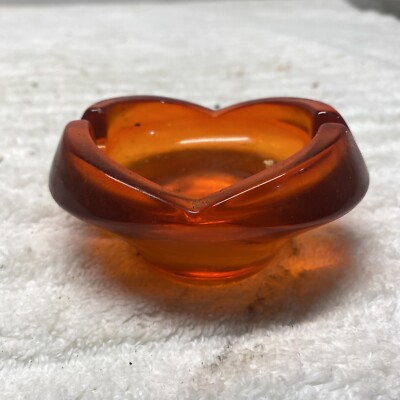 Viking Glass Amberina Red/Orange Oval Tulip Ashtray - Vintage | eBay