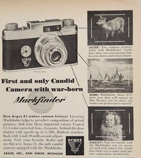 1947 Print Ad Argus 21 Markfinder Camera Made in Ann Arbor,Michigan