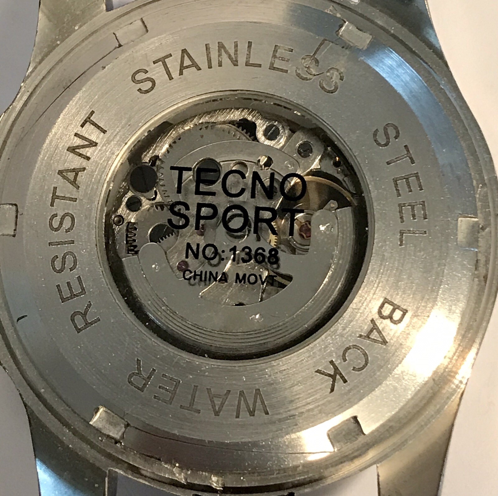 52mmm Auto Fully Skeletonized Black & Silvertone Strap TecnoSport Mens Watch