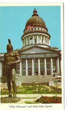 Chief Massasoit Statute Utah State Capitol Salt Lake City c1950s Unused Postcard
