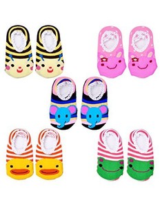 5 Pairs Baby Stripes Anti Slip Skid Socks No Show Crew Boat Sock For