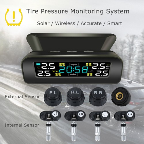 Solar Wireless Car TPMS Tyre Pressure Monitoring System + 4 External Sensors AU - Picture 3 of 9