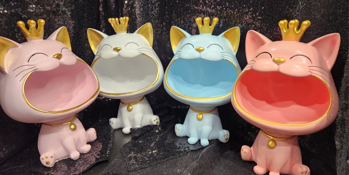 Lucky Big Mouth Cat Storage Dish Statue Storage LARGE Soap Candy