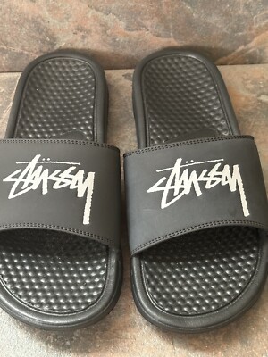 Nike X Stussy Benassi Slides Black BLK Size 7 Men, 8.5 Women