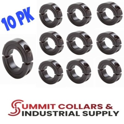 (10) 1  DOUBLE SPLIT STEEL NEW CLAMPING SHAFT COLLAR BLACK OXIDE Free Ship
