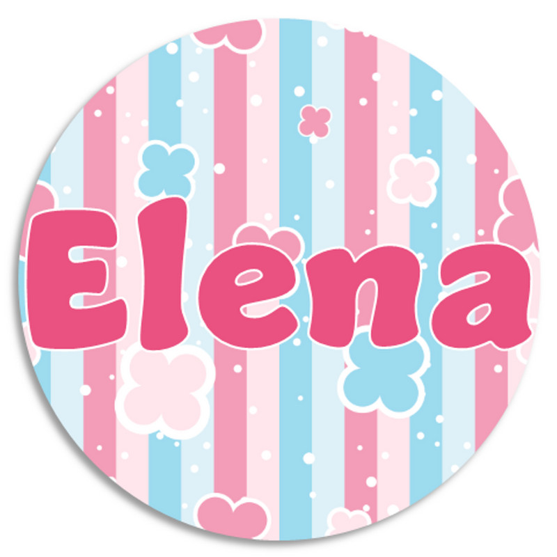 Elena - 25 Pack Circle Stickers 3 Inch - Name Tag Water Bottle School Supplies