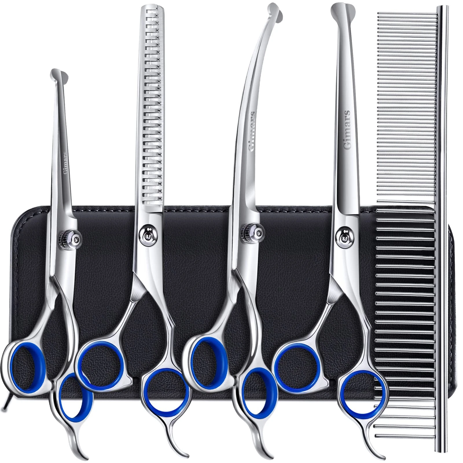 6 in 1 Professional Dog Grooming Scissors Set with Round Tips Ergonomic Design
