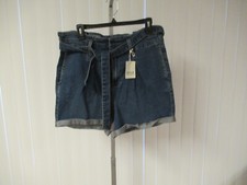 Women s Anna Casual Med. Bright Blue Jean Shorts Cuffed/Tie Size12 NWT