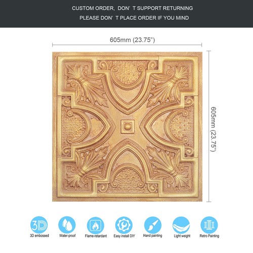 Glue up ceiling tile Interior roof panels for Club PL11 Vintage brown gold 10pcs - Picture 10 of 24
