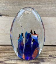 Murano Style Art Glass 3 1/2" Tropical Fish Aquarium Decorative Paperweight