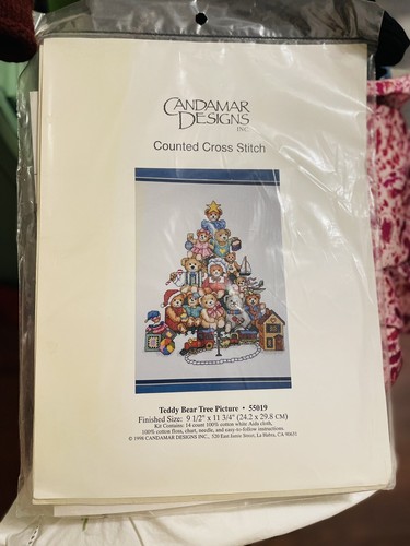Rare & NEW Candamar Designs Cross Stitch Teddy Bear Christmas Tree Kit 55019 - Picture 3 of 5