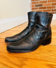 ALDO Men's Black Leather Chelsea Boots Square Toe Ankle Zip Size 44 US 11 Casual