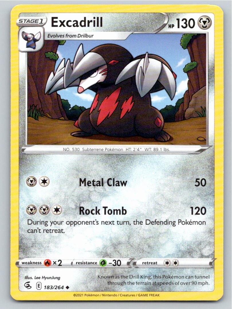2021 POKEMON EXCADRILL FUSION STRIKE 183/264 UC NM A56766 FREE S&H