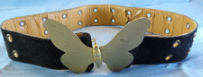RETRO 60s VINTAGE WOMEN'S FASHION BELT BRASS BUTTERFLY BUCKLE 29"