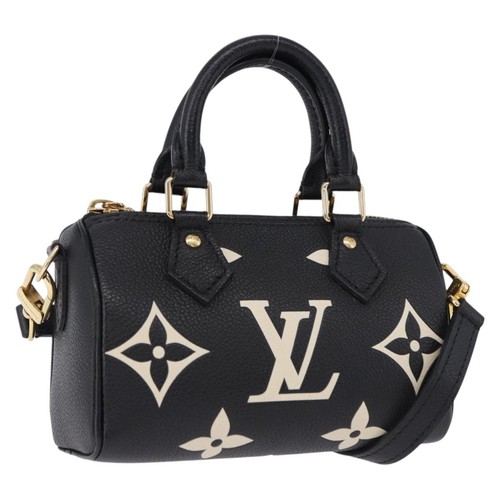 LOUIS VUITTON Monogram Empreinte Nano Speedy Bag Black M81456 LV Auth ar14137SAM