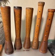 Lot  5 Vintage Industrial  Yarn  Textile Spool Bobbins-Beehive 12” To 13,5” Tall