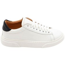 Scarpa sneakers bianca con fortino nero Paul 4190 uomo basic vera pelle lacci co