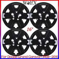 4pcs 16" Black Wheel Rim Covers Hub Caps For 2008-2016 Dodge Grand Caravan