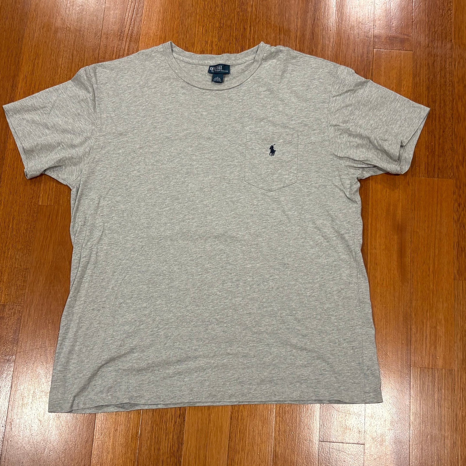 90s Vintage Polo Ralph Lauren Grey Heather Pocket T-Shirt 