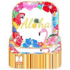 100 Pcs Hawaiian Luau Dessert Plates 7 Inch Square Beach Tropical Disposable ...