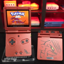 Red Nintendo Game Boy Advance GBA SP IPS V2 And USB-C - Groudon 